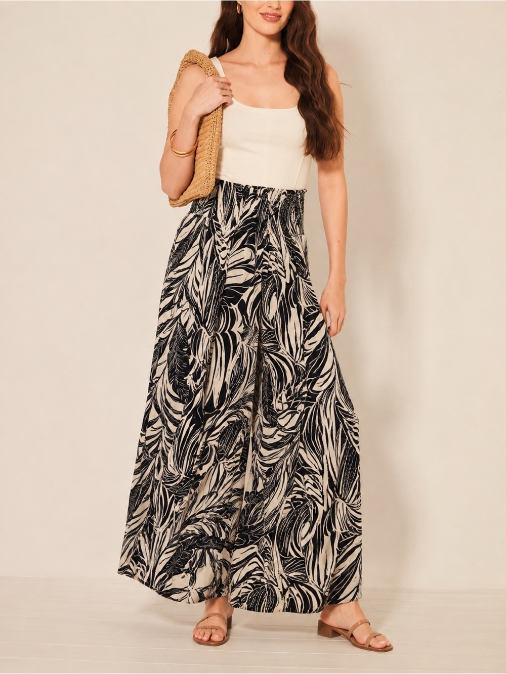 Patrons of Peace Bohemian Boho Black and Cream Wide Leg Pants Size XL